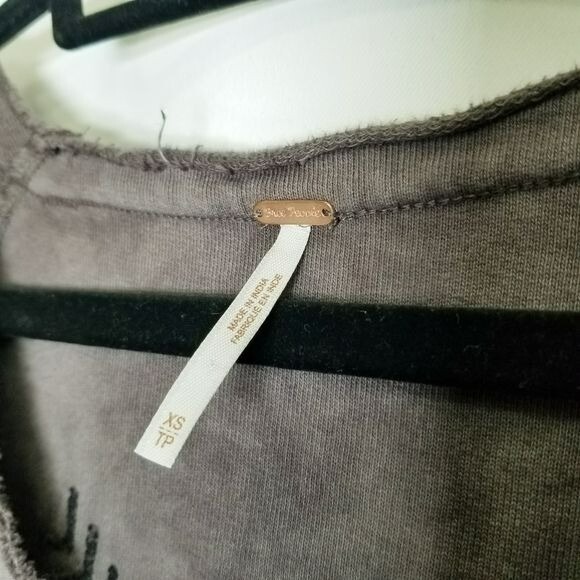 Free People Sweater Brown Tie‎ Dye Blotches Oversized Embroidered Beachy Boho XS - Picture 3 of 9